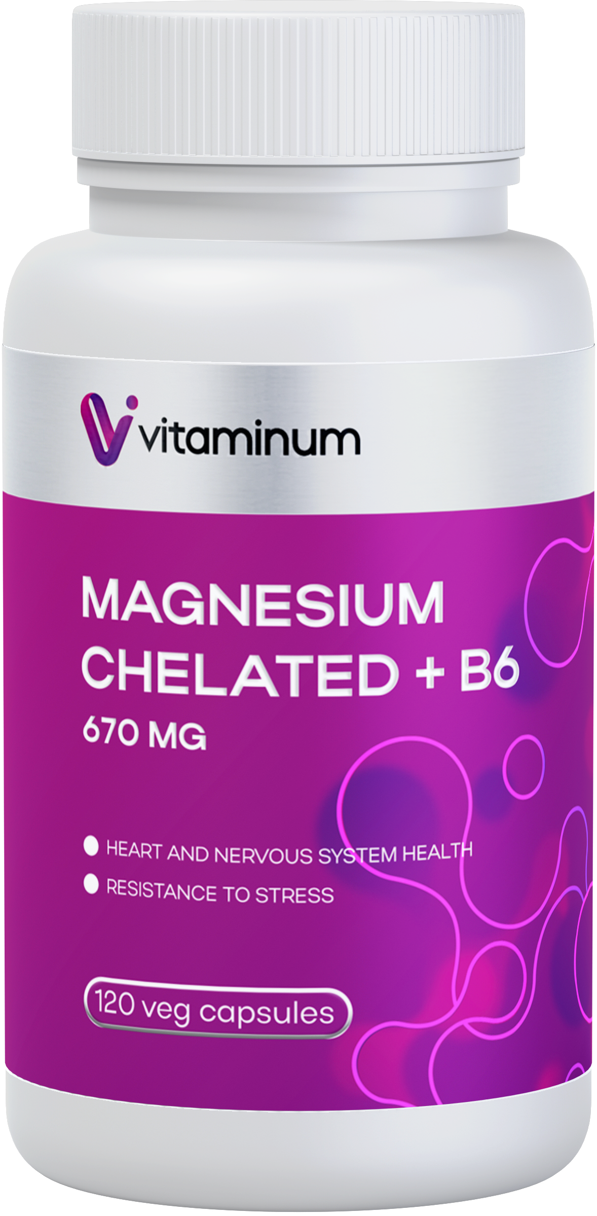  Vitaminum МАГНИЙ ХЕЛАТ + витамин В6 (670 MG) 120 капсул 800 мг  в Набережных Челнах